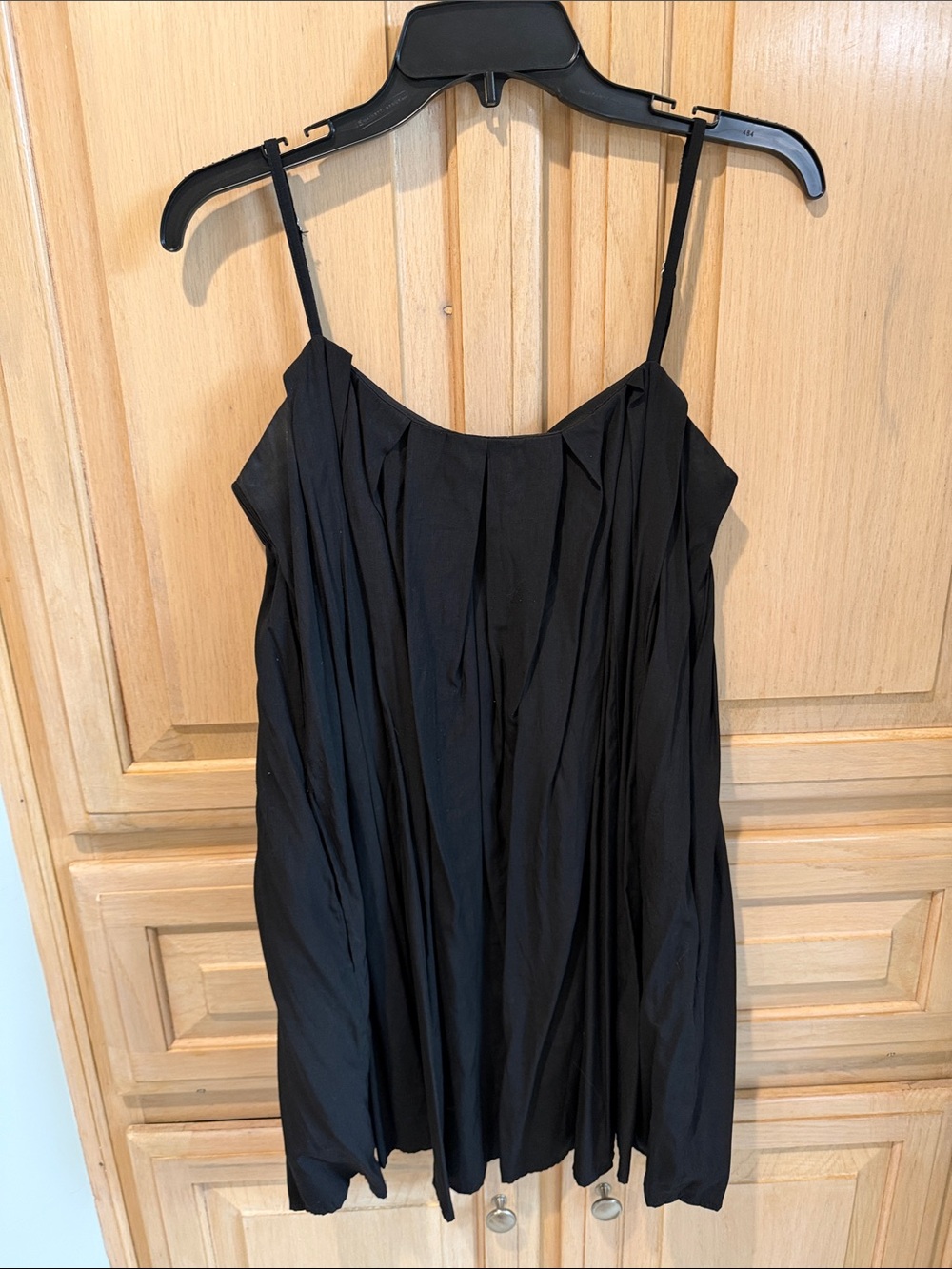Day + Moon Black Pleated Spaghetti Strap Dress
